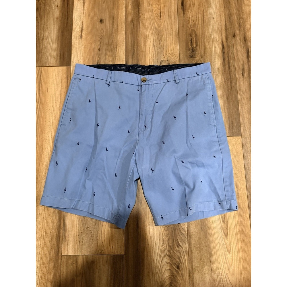 Tailor Byrd Collection Golf Shorts Men's 36 Light Blue Flamingos Cotton